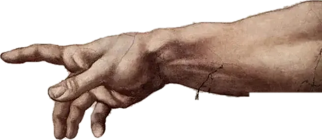 Mano del anfitrión, detalle de La creación de Adán